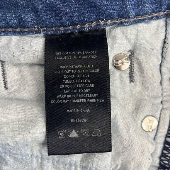 Kut from the Kloth Blue Jeans Straight Leg Embroidered Pocket Cigarette Denim 10 - Picture 10 of 11